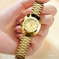 Watch Luxury Gold Color Waterproof Oval Quartz Watch for Man Woman VA VA 11_img_1