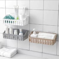 Bathroom Shelf Wall Mounted Storage Basket Punch Free Storage Rack Shower Organizer Kitchen Storage Holder - Oven Cover_img_0