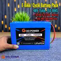 48V 15Ah LiFePO4 E-Bike Cycle Battery Pack with 32140 3.2v 15Ah Battery & 15S 50A BMS_img_0