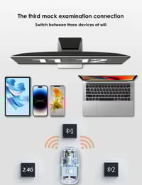 GearUP WM30 Transparent Crystal 2.4G + Bluetooth Magnetic Wireless Mouse- White Color_img_1