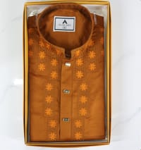 Rust Brown Embroidered Panjabi – Classic & Regal_img_0