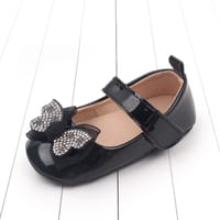 Baby Girls Sparkly Bowknot Princess Party Black Shoes (0–12 Months) for your BABY SMILE_img_0