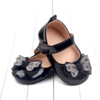 Baby Girls Sparkly Bowknot Princess Party Black Shoes (0–12 Months) for your BABY SMILE_img_2