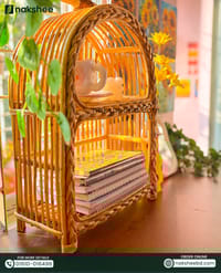 বেতের মিনি টেবিল শেলফ Cane 2 step book shelf_img_3