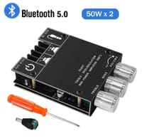 502MT Bluetooth 5.0 Super Base Amplifier Board with Acrylic Box Sell 2.0 Channel 2x50W Power Audio Stereo Amplifier Board AUX Bass Treble AMP similar ZK-502M CA-502MT ZK-502MT_img_1