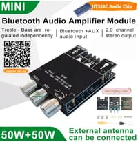 502MT Bluetooth 5.0 Super Base Amplifier Board with Acrylic Box Sell 2.0 Channel 2x50W Power Audio Stereo Amplifier Board AUX Bass Treble AMP similar ZK-502M CA-502MT ZK-502MT_img_2