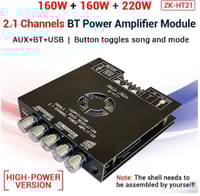 ZK-HT21 160WX2+220W TDA7498E 2.1 Channel Bluetooth Digital Power Amplifier Module DC15-36V High and Low Tone Subwoofer_img_1
