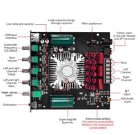 ZK-HT21 160WX2+220W TDA7498E 2.1 Channel Bluetooth Digital Power Amplifier Module DC15-36V High and Low Tone Subwoofer_img_2