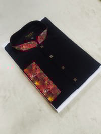 Premium Cotton Contrast Panjabi for Eid (Gulabi Black Beauty)_img_3