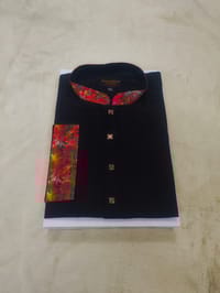 Premium Cotton Contrast Panjabi for Eid (Gulabi Black Beauty)_img_1