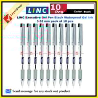 LINC Executive Gel Pen Black Waterproof Gel Ink 0.55 mm Pack of 10 pcs_img_0
