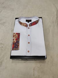 Premium white contrast panjabi for men (Trendy White beauty)_img_1