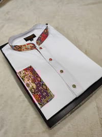 Premium white contrast panjabi for men (Trendy White beauty)_img_3