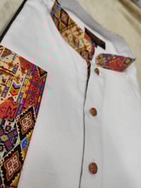Premium white contrast panjabi for men (Trendy White beauty)_img_2