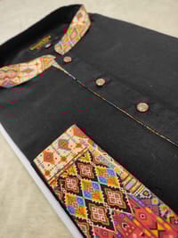 Premium Cotton Trendy Contrast Panjabi for Eid (Black)_img_2