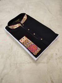 Premium Cotton Trendy Contrast Panjabi for Eid (Black)_img_3