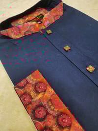 Premium Nevy blue with contrast Panjabi for men_img_2