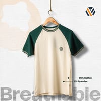 FYN TS 01 Premium Raglan Cut T-shirt Off-White & Bottle Green_img_0