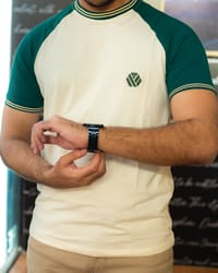 FYN TS 01 Premium Raglan Cut T-shirt Off-White & Bottle Green_img_1