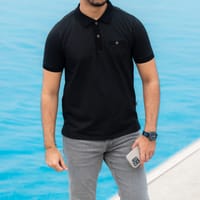 Premium Quality Structured Pique Polo Black - Drift_img_1