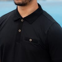 Premium Quality Structured Pique Polo Black - Drift_img_2