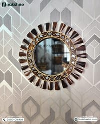 Wooden Mirror 23/23'' size Black Leaf_img_0