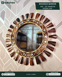 Wooden Mirror 23/23'' size Black Leaf_img_1