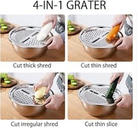 3-in-1 Stainless Steel Grater Bowl – Multifunctional Vegetable Chopper, Slicer & Strainer_img_2