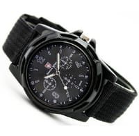 Fabric Canvas Strap Casual Cool Sport Round Dial Wrist Watch_img_1
