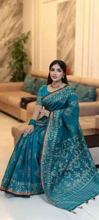 এক্সক্লুসিভ জামদানী মোটিভ স্কিন প্রিন্ট এর শাড়ি_img_2