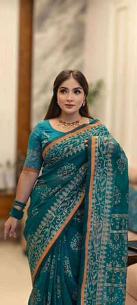 এক্সক্লুসিভ জামদানী মোটিভ স্কিন প্রিন্ট এর শাড়ি_img_3