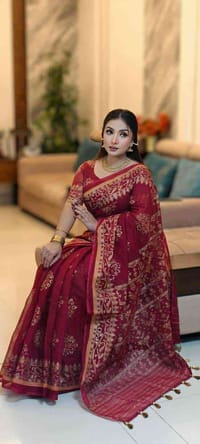 এক্সক্লুসিভ জামদানী মোটিভ স্কিন প্রিন্ট এর শাড়ি_img_1