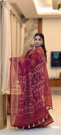 এক্সক্লুসিভ জামদানী মোটিভ স্কিন প্রিন্ট এর শাড়ি_img_3