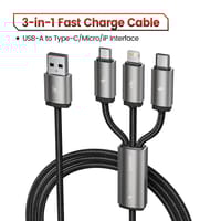 3 In 1 Fast Charging USB Charger Cable / Fast Charging Data Transfer/Compatible with Micro USB, USB-C/Type-C Devices_img_3