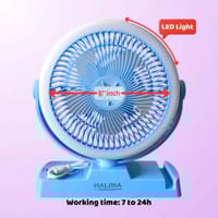 Portable 8″ Mini Rechargeable Battery Operated Fan with LED Light | Halima_img_4