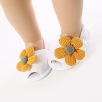 Baby Girls Fabric Non-Slip First Walkers Flat Sole Sunflower Sandals (0-15 months)_img_5