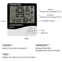 HTC-2 Digital Temperature Humidity Meter | Indoor & Outdoor Sensor | Clock + Weather Station_img_2