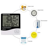 HTC-2 Digital Temperature Humidity Meter | Indoor & Outdoor Sensor | Clock + Weather Station_img_3