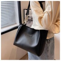 Signature Classic shoulder women's tote bags(Black)_img_2