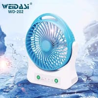 WEIDASI WD-202 Rechargeable 2400mAh Battery Strong Wind Portable Desk Fan With LED Lamp_img_1