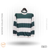 CORE Winter Collection Wide Stripe Crewneck – Emerald Green & White_img_0