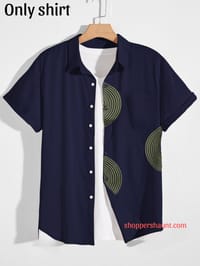 Trendy lilen nevy blue halh sleeve shirt_img_0