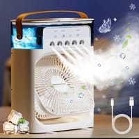 Air Cooler Fan 3 in 1 Mini Portable Fan Humidifier with 7 Colors LED Light Air Cooler 600ml Water Tank Air Cooling FanThis is NOT a rechargeable fan_img_0