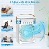 Air Cooler Fan 3 in 1 Mini Portable Fan Humidifier with 7 Colors LED Light Air Cooler 600ml Water Tank Air Cooling FanThis is NOT a rechargeable fan_img_1