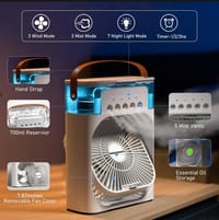 Air Cooler Fan 3 in 1 Mini Portable Fan Humidifier with 7 Colors LED Light Air Cooler 600ml Water Tank Air Cooling FanThis is NOT a rechargeable fan_img_2
