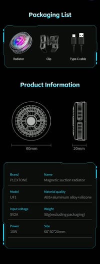 Plextone UF1 10w Mobile Phone Cooler Fan_img_12