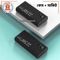 Power Bank Case with Circuit Board – 22.5W Fast Charging | Dual 3.7V 10000mAh Polymer Battery Support | Type-C PD + Dual USB | Display | Black & White_img_4