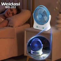 WEIDASI WD-202 Rechargeable 2400mAh Battery Strong Wind Portable Desk Fan With LED Lamp_img_5