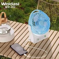 WEIDASI WD-202 Rechargeable 2400mAh Battery Strong Wind Portable Desk Fan With LED Lamp_img_4