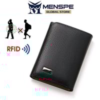 💥MENSPE Anti-Theft RF ID Blocking Safety PU Leather Wallet_img_0